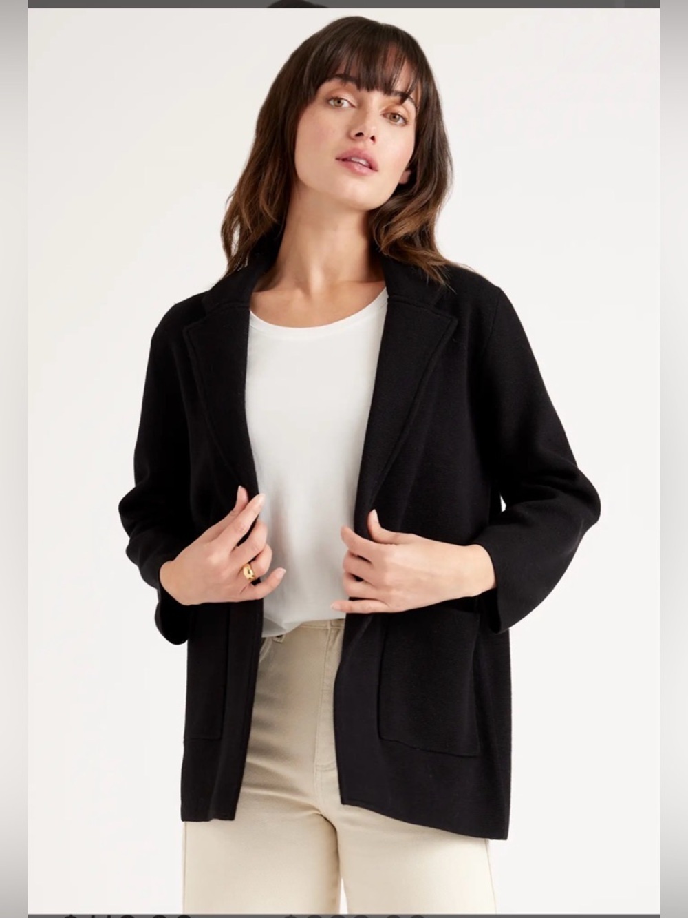 Quince 100% Organic Cotton Knit Blazer in Black XS